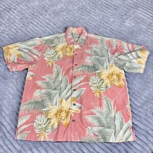 Tommy Bahama Mens Shirt XLarge Tropical 100 % SILK Floral Camp button up